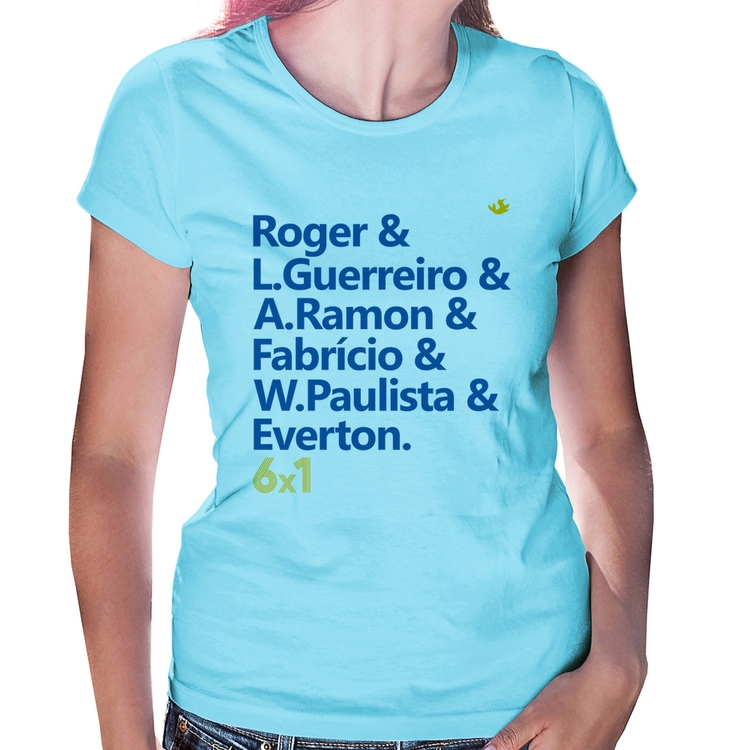 Baby Look 6x1 Gols - Azul Bebê