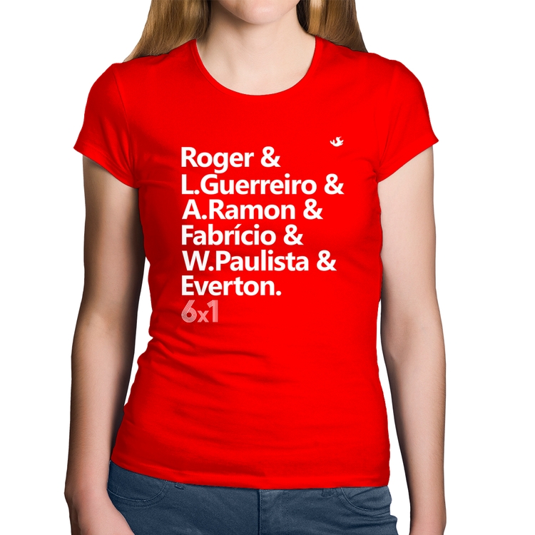 Baby Look Algodão 6x1 Gols - Vermelha