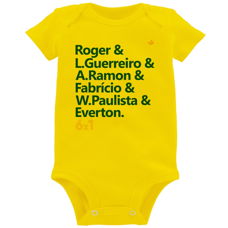Body Bebê 6x1 Gols - Amarelo