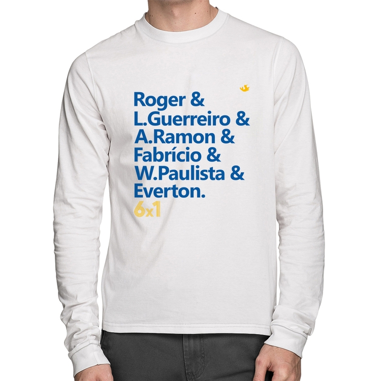 Camiseta Algodão 6x1 Gols Manga Longa - Branca