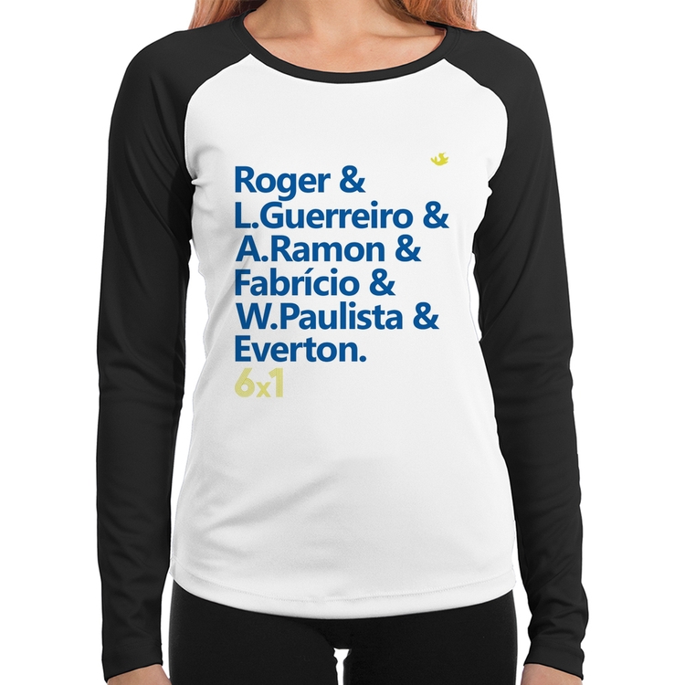 Baby Look Raglan 6x1 Gols Manga Longa