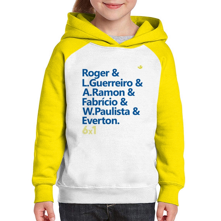 Moletom Infantil 6x1 Gols - Branco/Amarelo