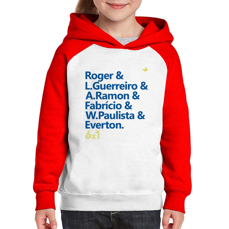 Moletom Infantil 6x1 Gols - Branco/Vermelho