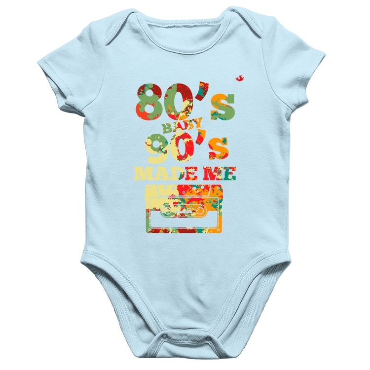 Body Bebê Algodão 80's Baby 90's made me - Azul Bebê
