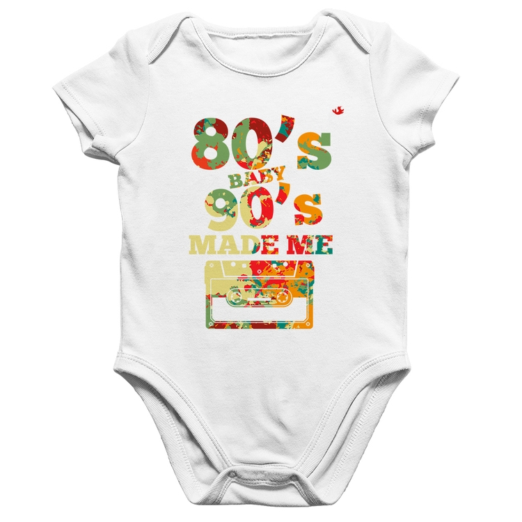 Body Bebê Algodão 80's Baby 90's made me - Branco