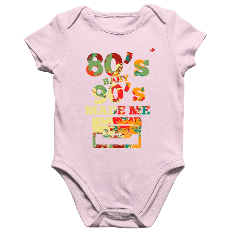 Body Bebê Algodão 80's Baby 90's made me - Rosa Bebê