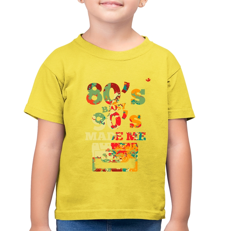 Camiseta Algodão Infantil 80's Baby 90's made me - Amarelo Canário
