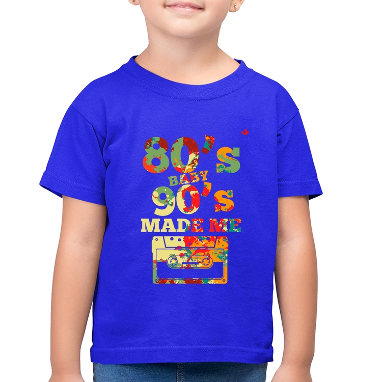 Camiseta Algodão Infantil 80's Baby 90's made me - Azul Royal