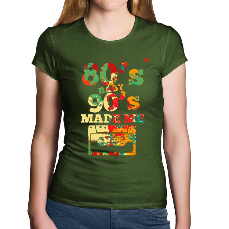 Baby Look Algodão 80's Baby 90's made me - Musgo