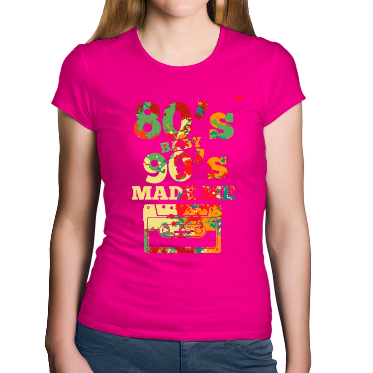 Baby Look Algodão 80's Baby 90's made me - Rosa