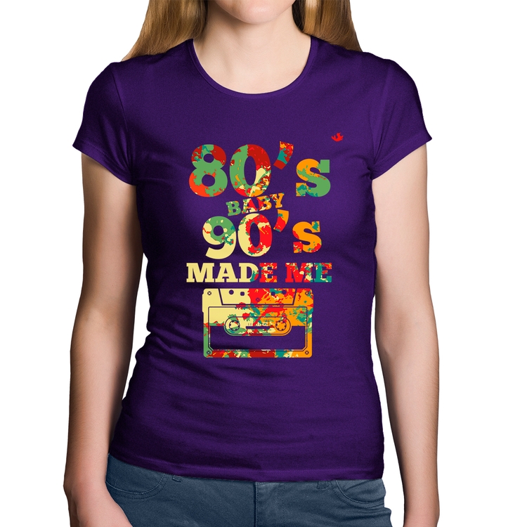 Baby Look Algodão 80's Baby 90's made me - Roxa