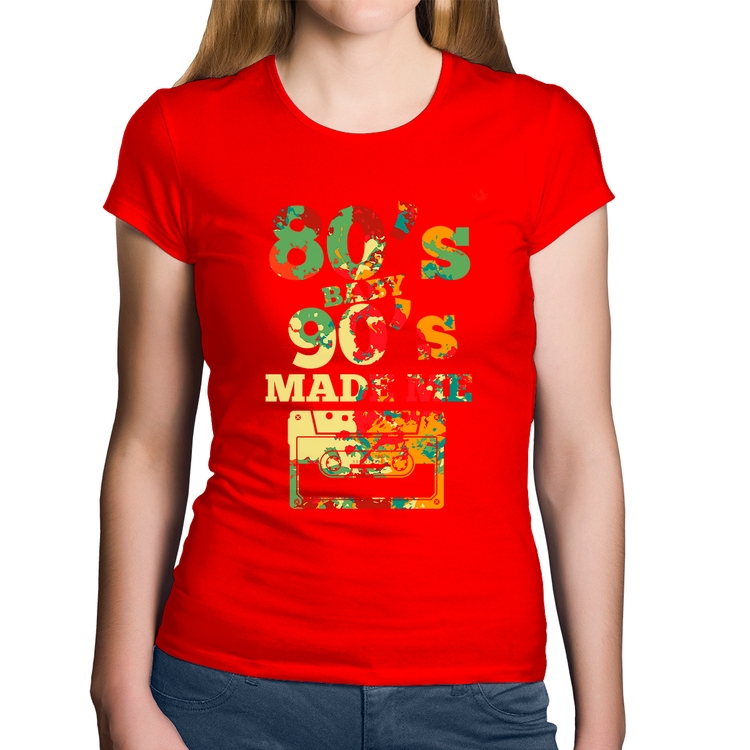 Baby Look Algodão 80's Baby 90's made me - Vermelha