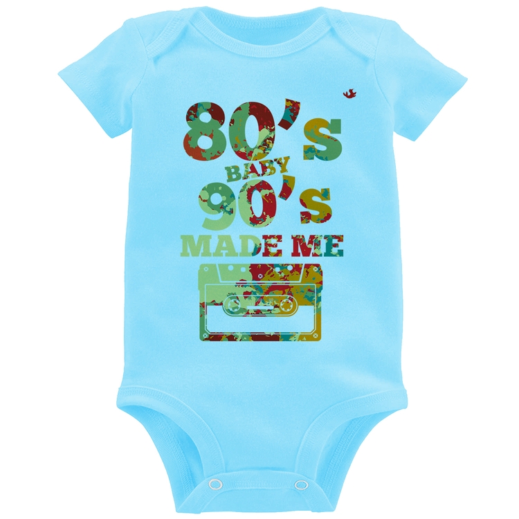 Body Bebê 80's Baby 90's made me - Azul Bebê