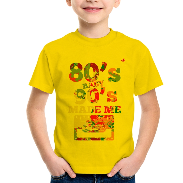 Camiseta Infantil 80's Baby 90's made me - Amarela