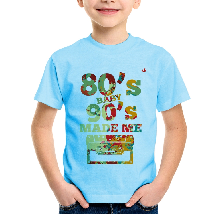 Camiseta Infantil 80's Baby 90's made me - Azul Bebê