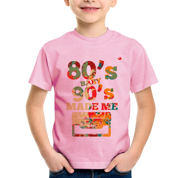 Camiseta Infantil 80's Baby 90's made me - Rosa Bebê
