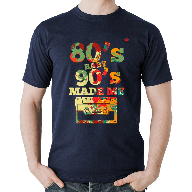Camiseta Algodão 80's Baby 90's made me - Marinho