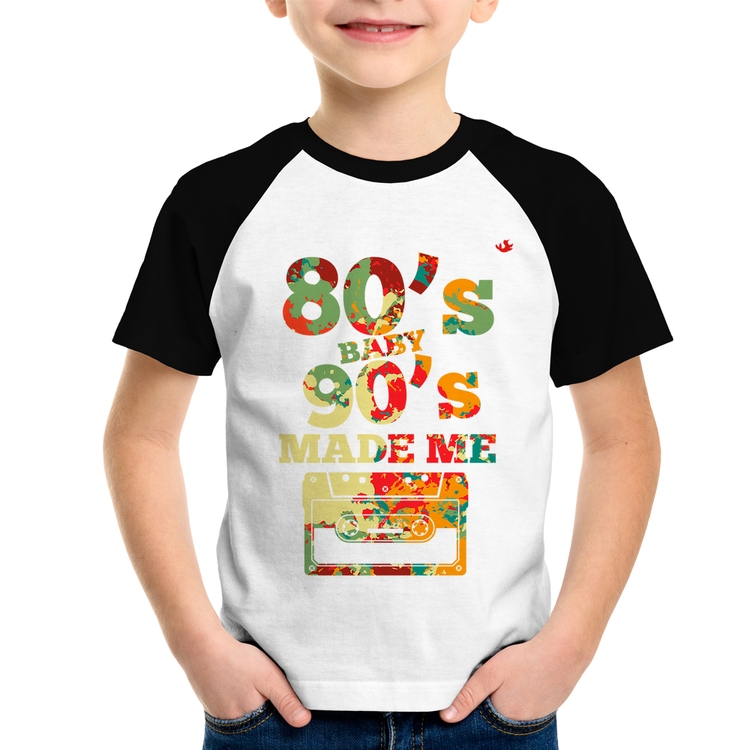Camiseta Raglan Infantil 80's Baby 90's made me