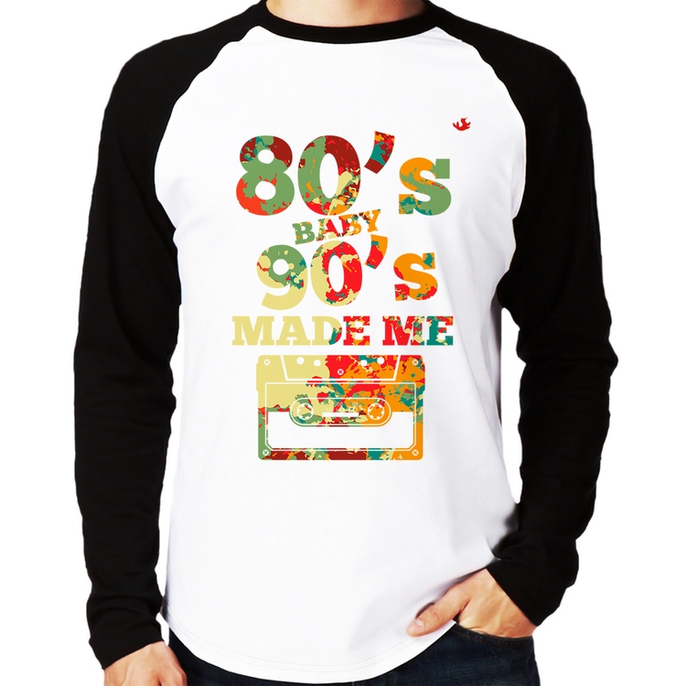 Camiseta Raglan 80's Baby 90's made me Manga Longa
