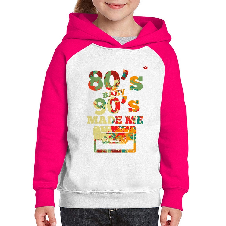 Moletom Infantil 80's Baby 90's made me - Branco/Rosa