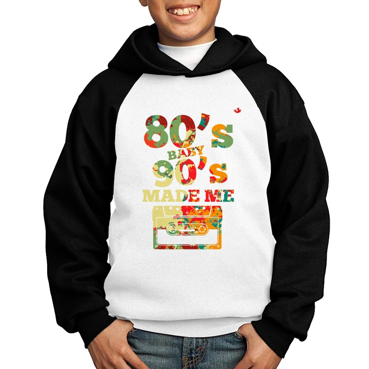 Moletom Infantil 80's Baby 90's made me - Branco/Preto