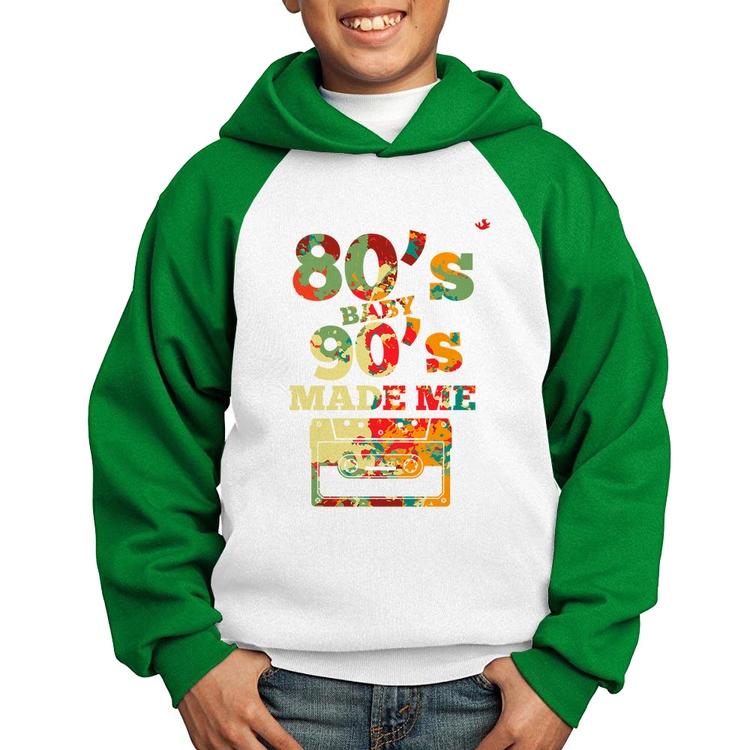 Moletom Infantil 80's Baby 90's made me - Branco/Verde