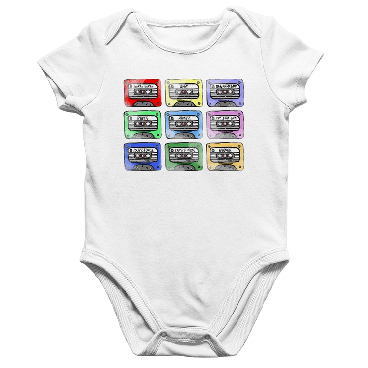 Body Bebê Algodão 80's Cassette Tapes - Branco