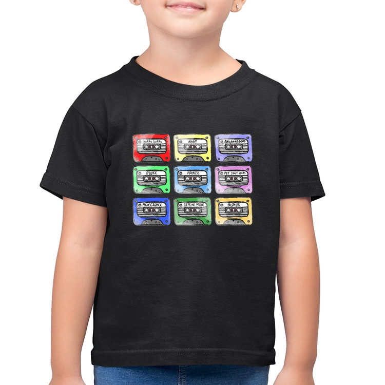 Camiseta Algodão Infantil 80's Cassette Tapes