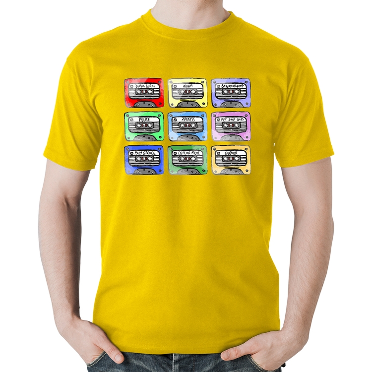 Camiseta Algodão 80's Cassette Tapes - Amarela