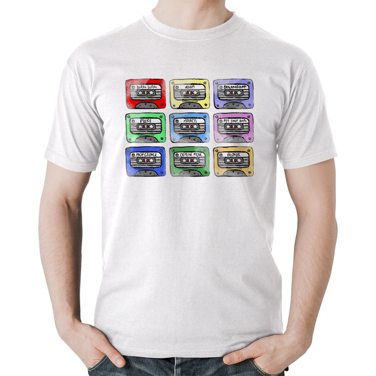 Camiseta Algodão 80's Cassette Tapes - Branca