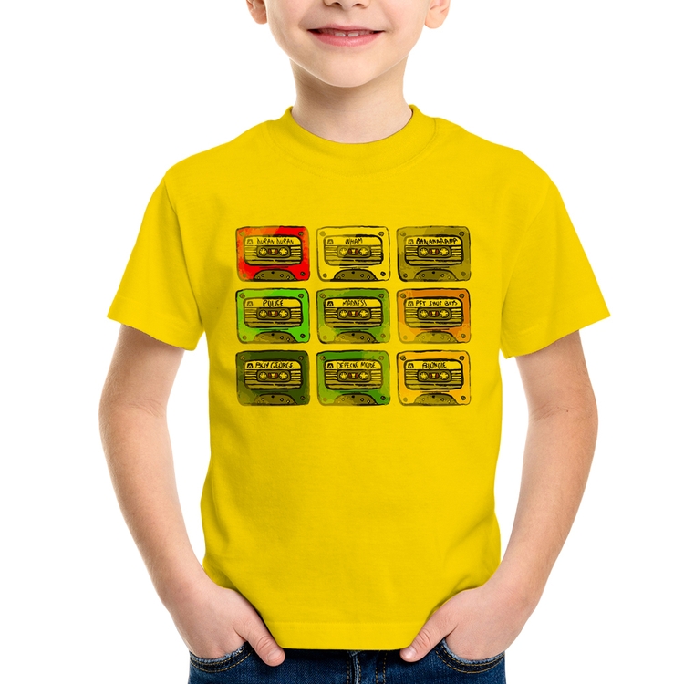 Camiseta Infantil 80's Cassette Tapes - Amarela