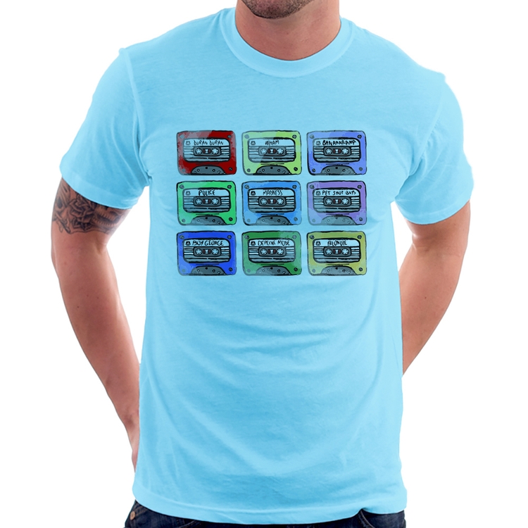 Camiseta 80's Cassette Tapes - Azul Bebê