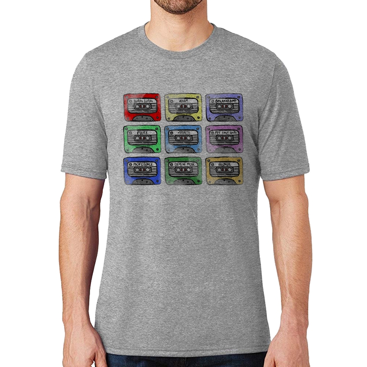 Camiseta 80's Cassette Tapes - Cinza