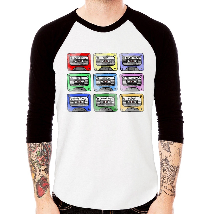 Camiseta Raglan 80's Cassette Tapes Manga 3/4
