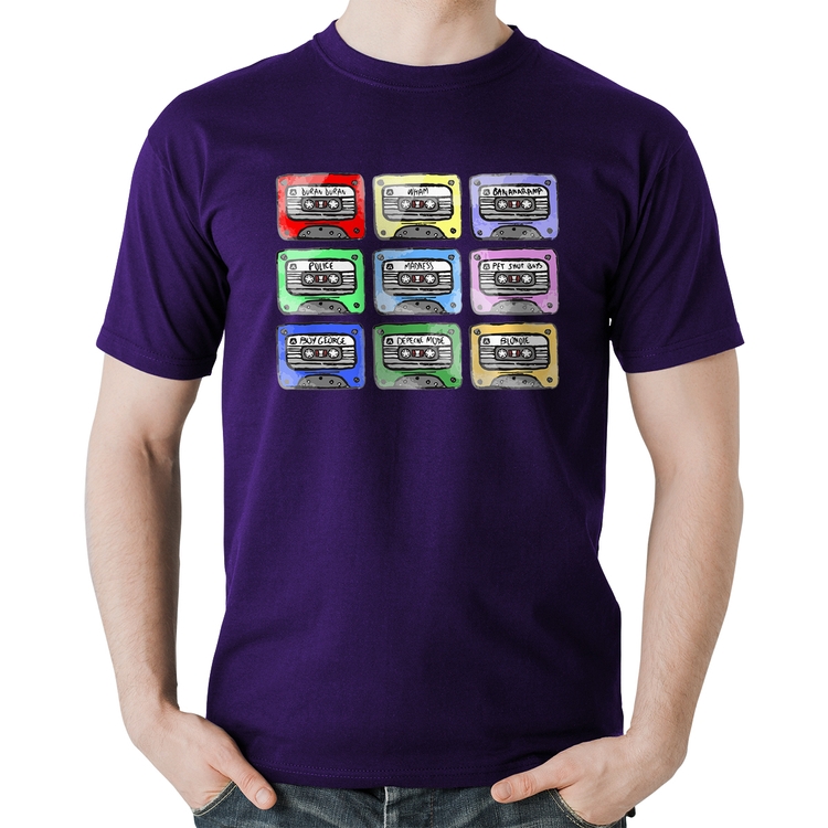 Camiseta Algodão 80's Cassette Tapes - Roxa