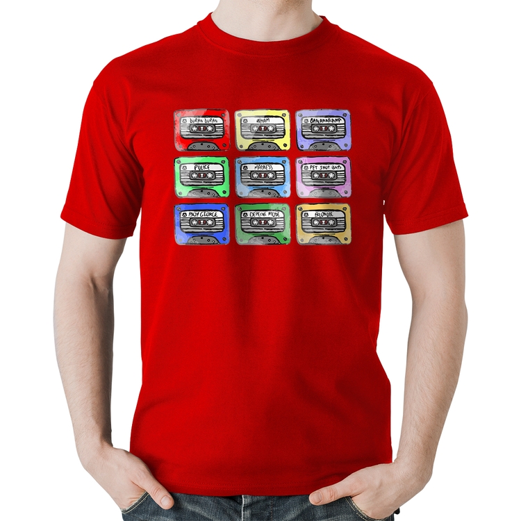 Camiseta Algodão 80's Cassette Tapes - Vermelha