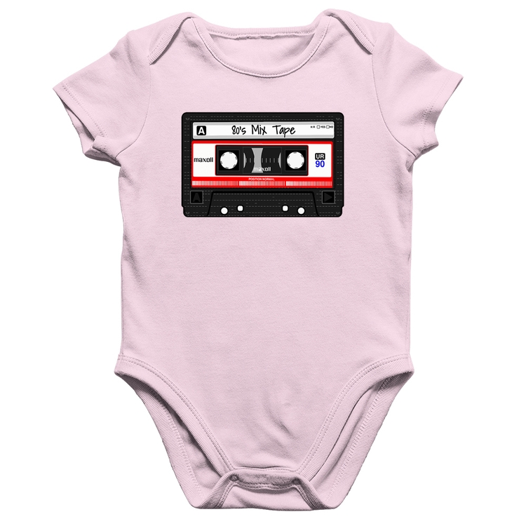 Body Bebê Algodão 80's Mix Tape - Rosa Bebê