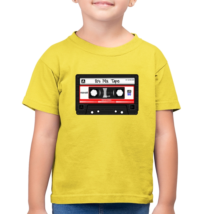 Camiseta Algodão Infantil 80's Mix Tape - Amarelo Canário