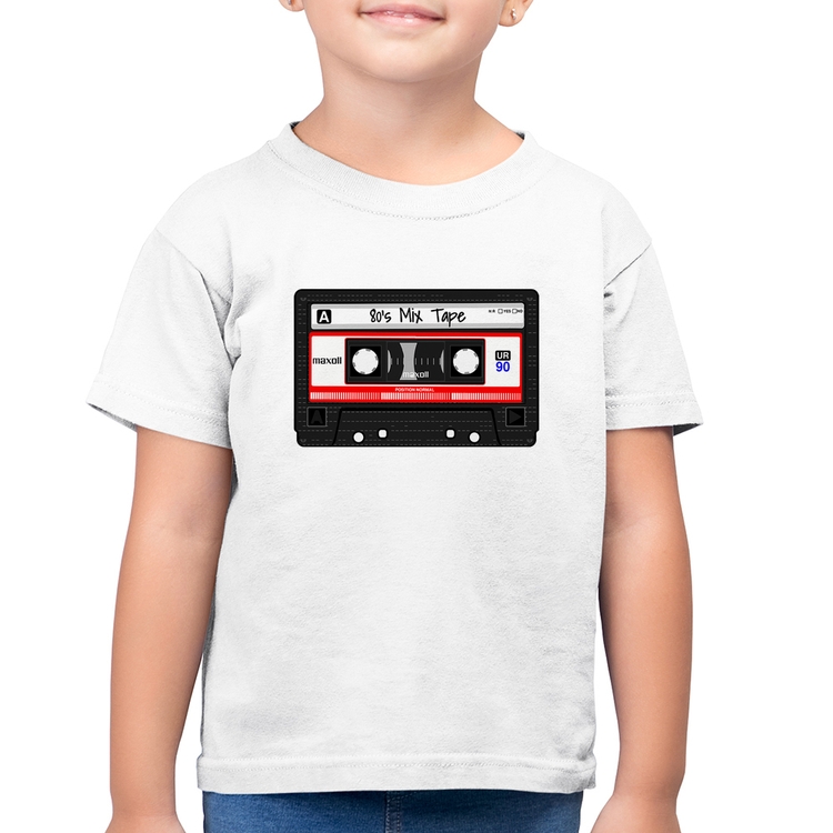 Camiseta Algodão Infantil 80's Mix Tape - Branca