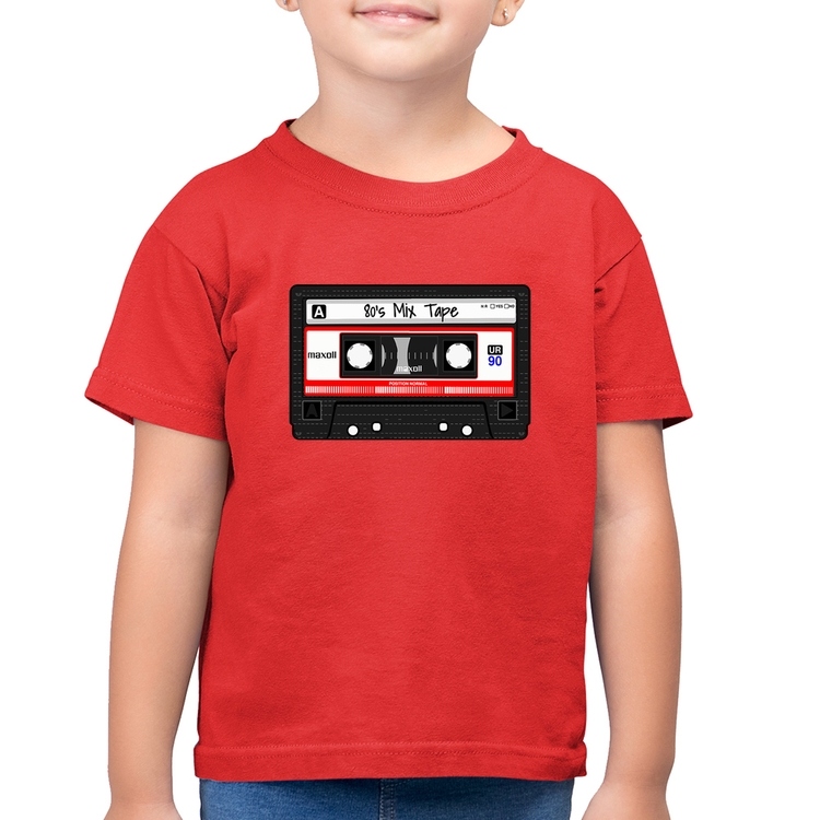 Camiseta Algodão Infantil 80's Mix Tape - Vermelha