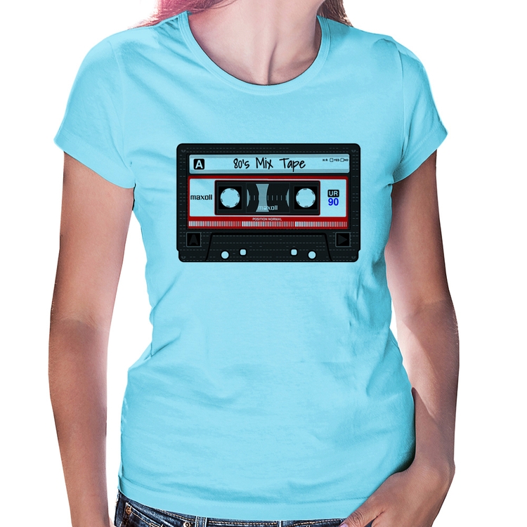 Baby Look 80's Mix Tape - Azul Bebê