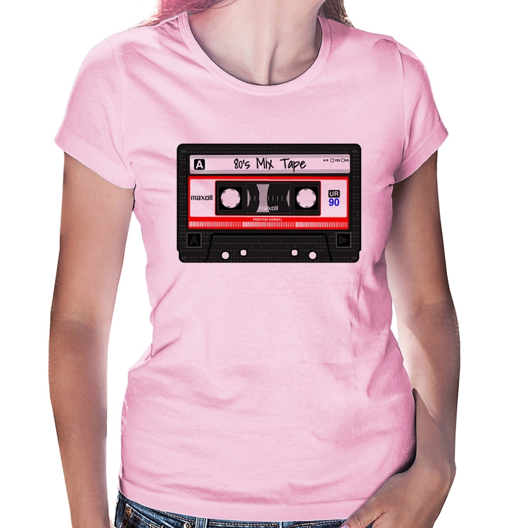 Baby Look 80's Mix Tape - Rosa Bebê