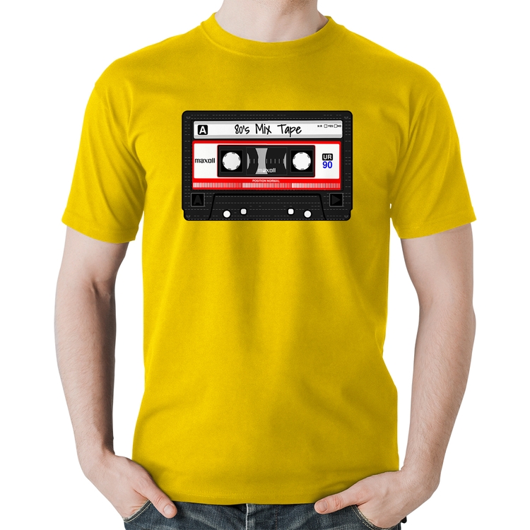 Camiseta Algodão 80's Mix Tape - Amarela