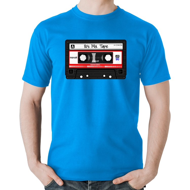 Camiseta Algodão 80's Mix Tape - Azul