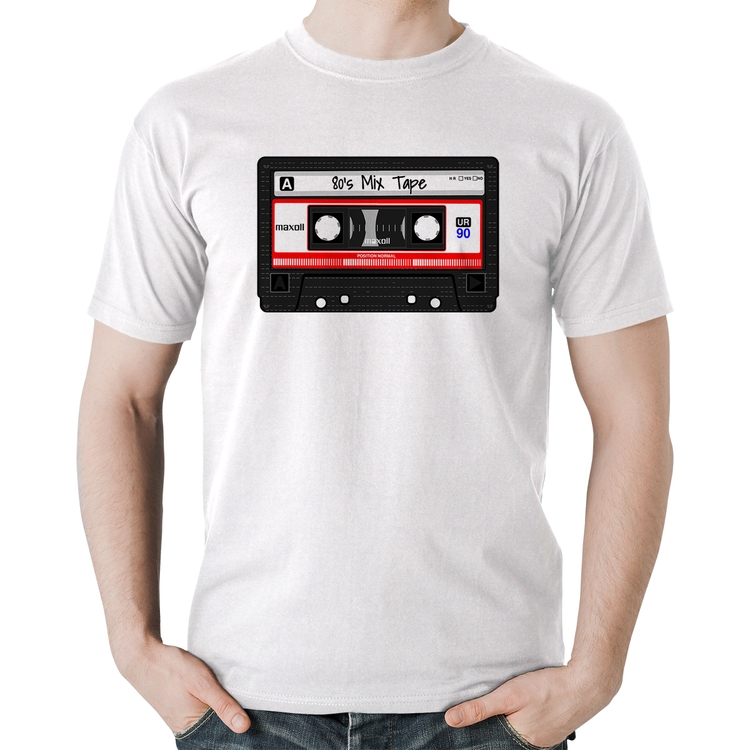 Camiseta Algodão 80's Mix Tape - Branca