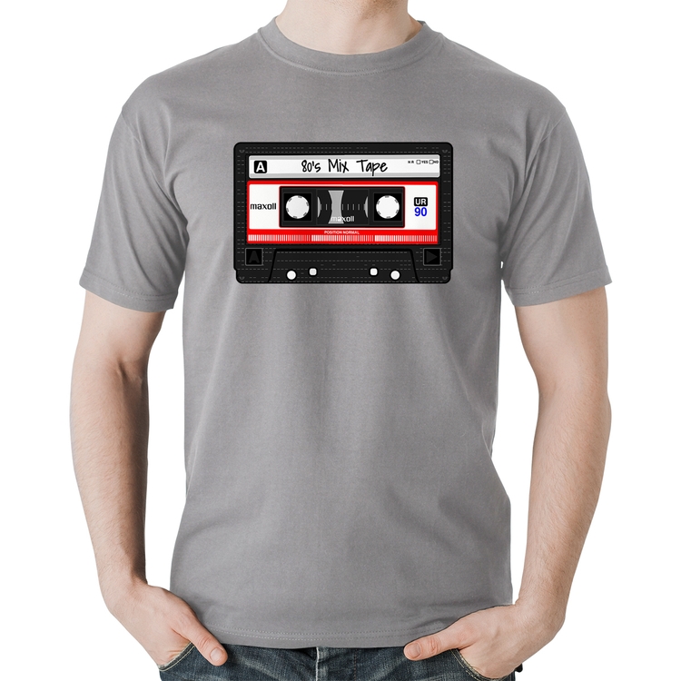 Camiseta Algodão 80's Mix Tape - Cinza