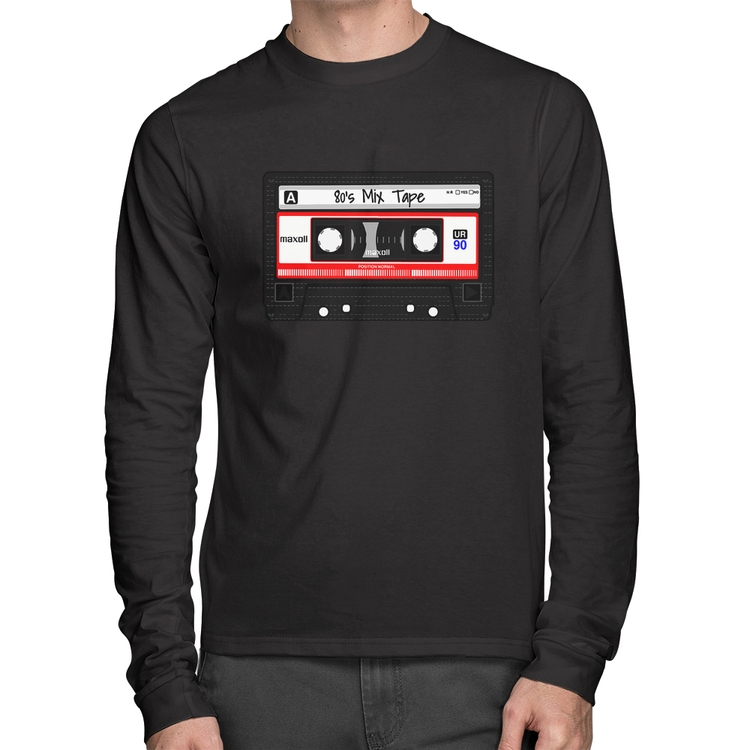 Camiseta Algodão 80's Mix Tape Manga Longa