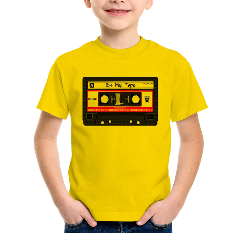 Camiseta Infantil 80's Mix Tape - Amarela