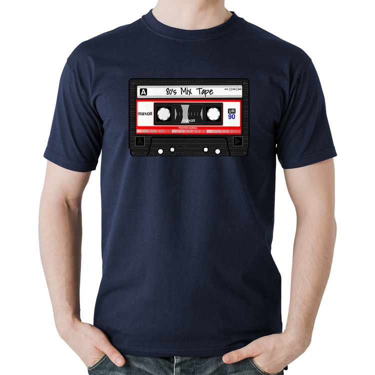 Camiseta Algodão 80's Mix Tape - Marinho