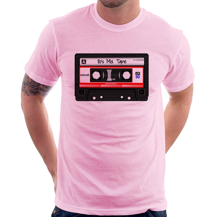 Camiseta 80's Mix Tape - Rosa Bebê